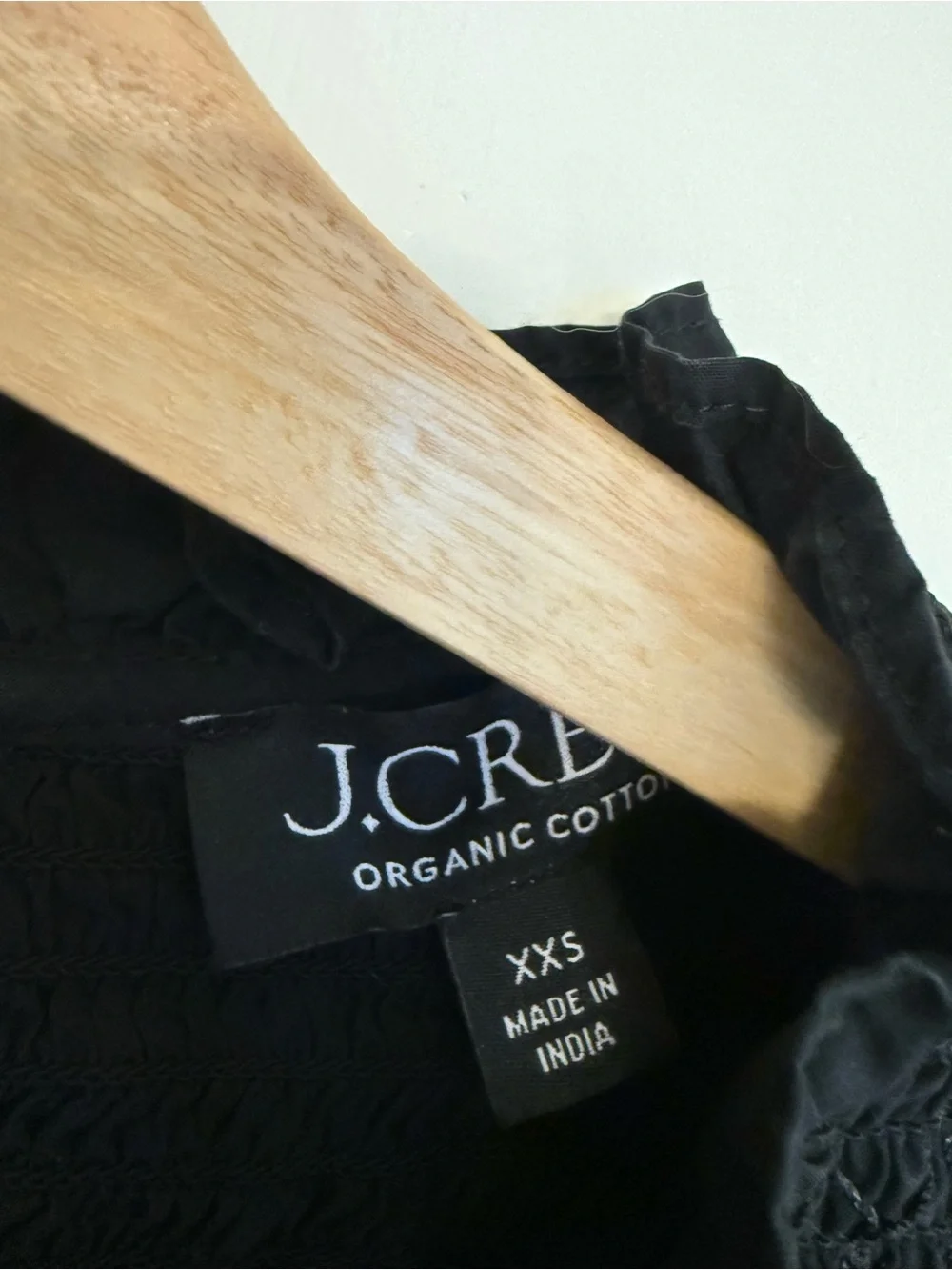 J Crew Long-sleeve ruffleneck smocked top in Black